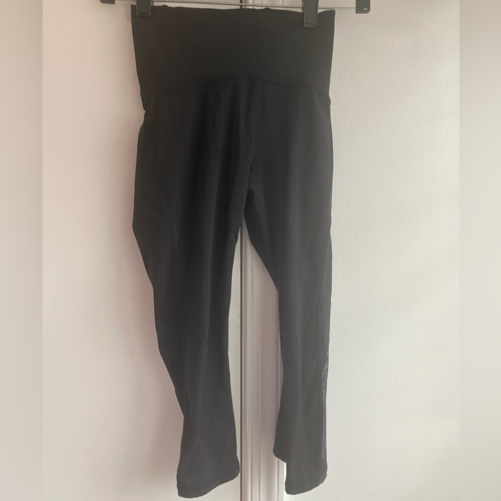 Lululemon Train Times Crop Mesh Leggings Pants Black size 2 - Picture 2 of 7